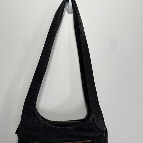 Fossil Leather Tote Purse Shoulder Bag Black Double Handle Large - Picture 3 of 16